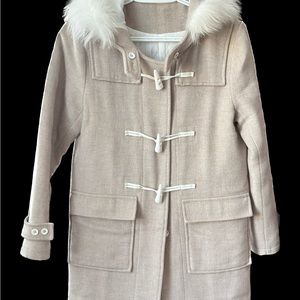 Coat with Hood & White Fur Trim
